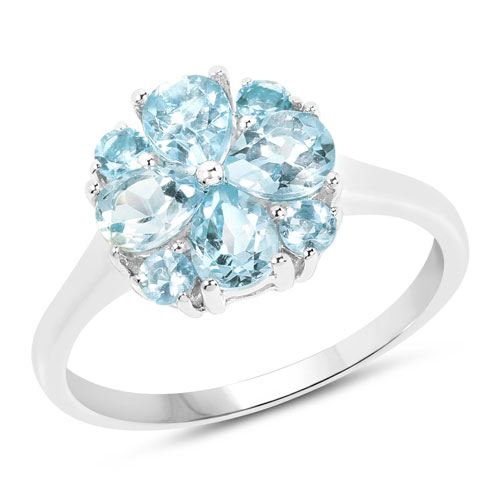 Rings-1.70 Carat Genuine Blue Topaz .925 Sterling Silver Ring