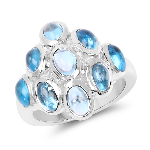 Rings-6.30 Carat Genuine Swiss Blue Topaz .925 Sterling Silver Ring