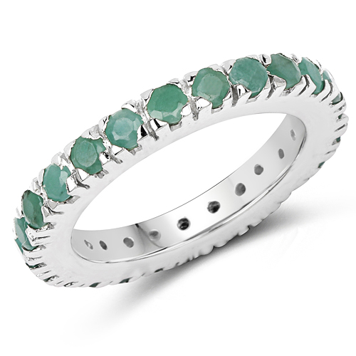 Emerald-1.49 Carat Genuine Emerald .925 Sterling Silver Ring
