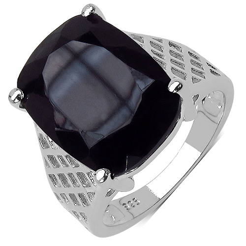 8.05 Carat Genuine Black Onyx .925 Sterling Silver Ring