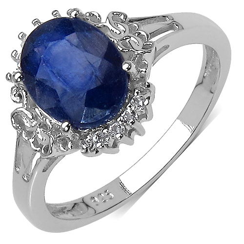 Sapphire-2.47 Carat Genuine Sapphire .925 Sterling Silver Ring
