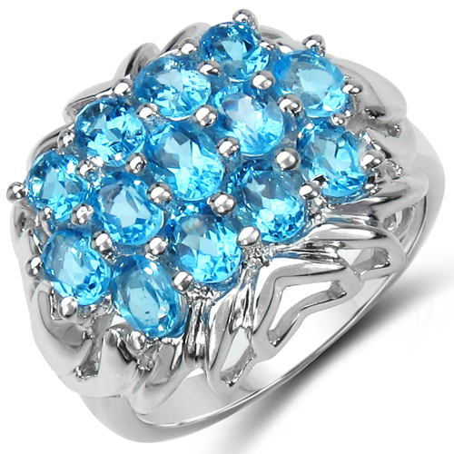 Rings-3.25 Carat Genuine Blue Topaz .925 Sterling Silver Ring