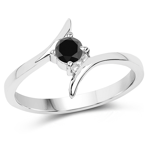 Diamond-0.25 Carat Genuine Black Diamond .925 Sterling Silver Ring