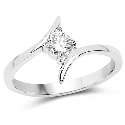 Rings-0.50 Carat Genuine White Cubic Zirconia .925 Sterling Silver Ring