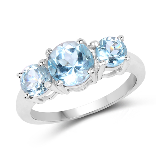 Rings-2.68 Carat Genuine Blue Topaz .925 Sterling Silver Ring