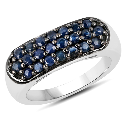 Sapphire-0.99 Carat Genuine Blue Sapphire .925 Sterling Silver Ring