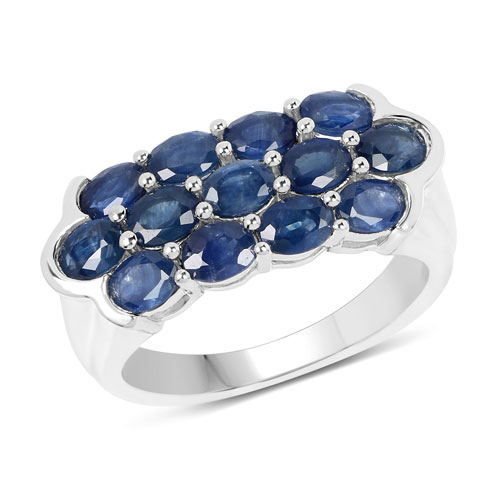 Sapphire-2.60 Carat Genuine Blue Sapphire .925 Sterling Silver Ring