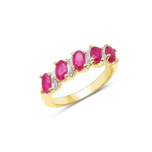 Ruby-1.40 Carat Glass Filled Ruby .925 Sterling Silver Ring