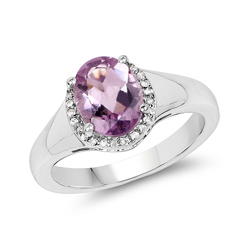 Amethyst-1.93 Carat Genuine Amethyst and White Topaz .925 Sterling Silver Ring