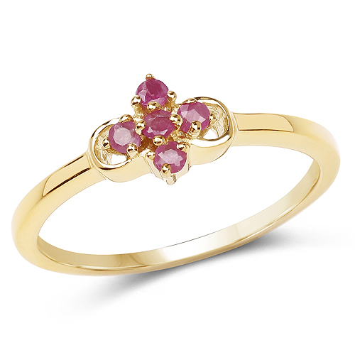 Ruby-14K Yellow Gold Plated 0.15 Carat Genuine Ruby .925 Sterling Silver Ring