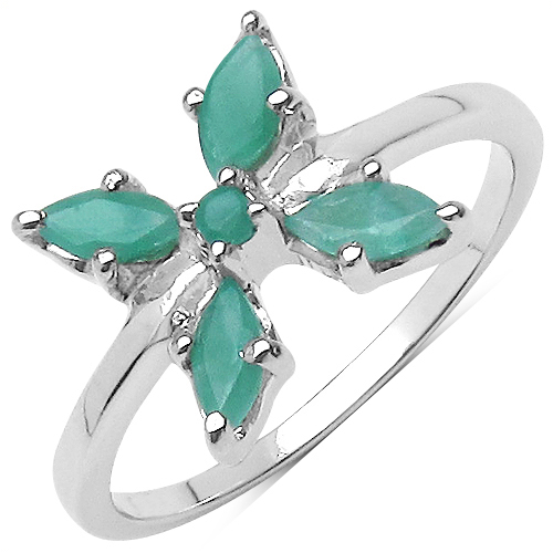 Emerald-0.58 Carat Genuine Emerald .925 Sterling Silver Ring