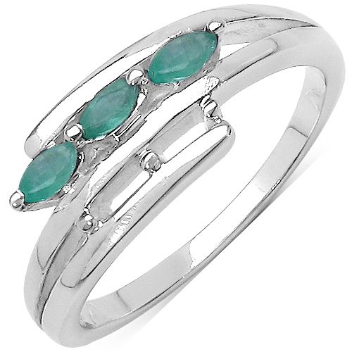 Emerald-0.21 Carat Genuine Emerald .925 Sterling Silver Ring