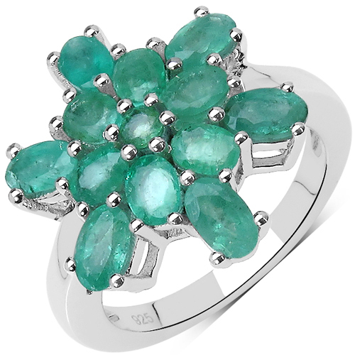 Emerald-1.99 Carat Genuine Zambian Emerald .925 Sterling Silver Ring