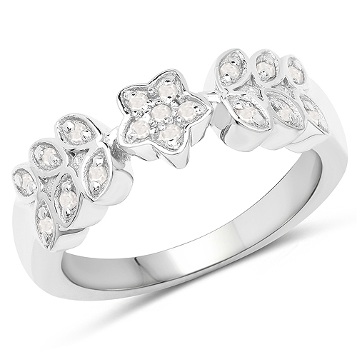 Diamond-0.11 Carat Genuine White Diamond .925 Sterling Silver Ring