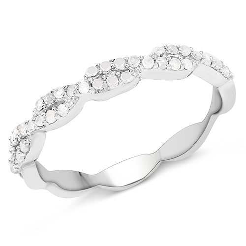 Diamond-0.21 Carat Genuine White Diamond .925 Sterling Silver Ring