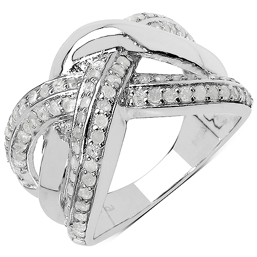 Diamond-0.55 Carat Genuine White Diamond .925 Sterling Silver Ring