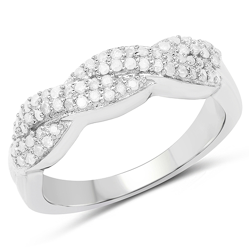 Diamond-0.34 Carat Genuine White Diamond .925 Sterling Silver Ring