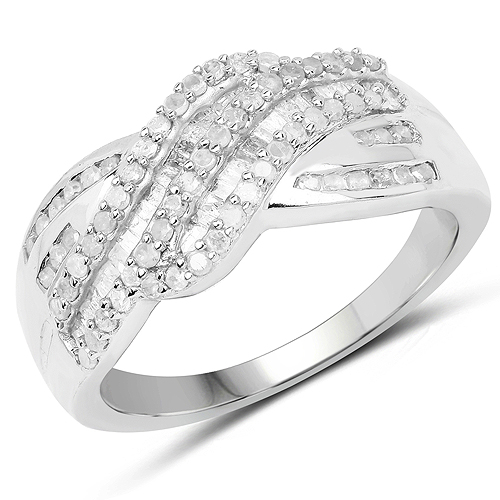 Diamond-0.64 Carat Genuine White Diamond .925 Sterling Silver Ring