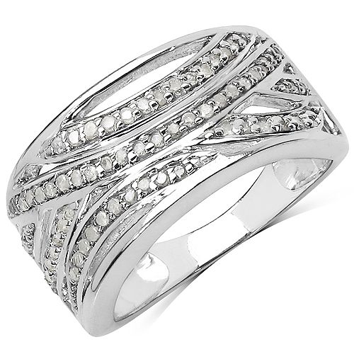 Diamond-0.38 Carat Genuine White Diamond .925 Sterling Silver Ring