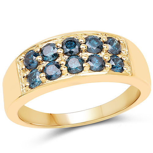 Diamond-0.85 Carat Genuine Blue Diamond 10K Yellow Gold Ring