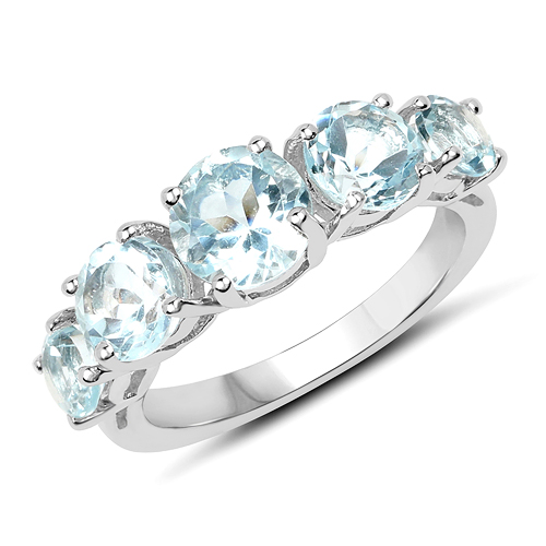 Rings-2.89 Carat Genuine Blue Topaz .925 Sterling Silver Ring