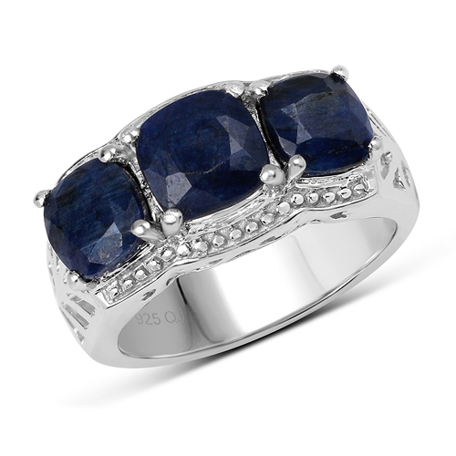 Sapphire-5.24 Carat Dyed Sapphire .925 Sterling Silver Ring