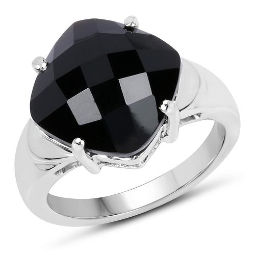 Rings-6.05 Carat Genuine Black Onyx .925 Sterling Silver Ring