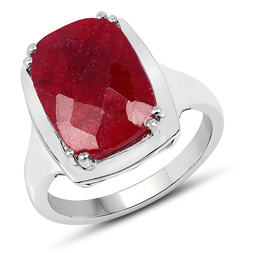 Ruby-7.60 Carat Dyed Ruby .925 Sterling Silver Ring