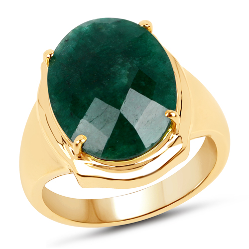 Emerald-7.60 Carat Dyed Emerald .925 Sterling Silver Ring