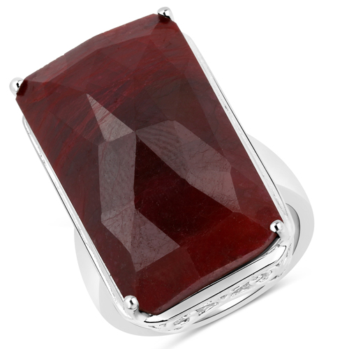 Ruby-32.35 Carat Dyed Ruby .925 Sterling Silver Ring