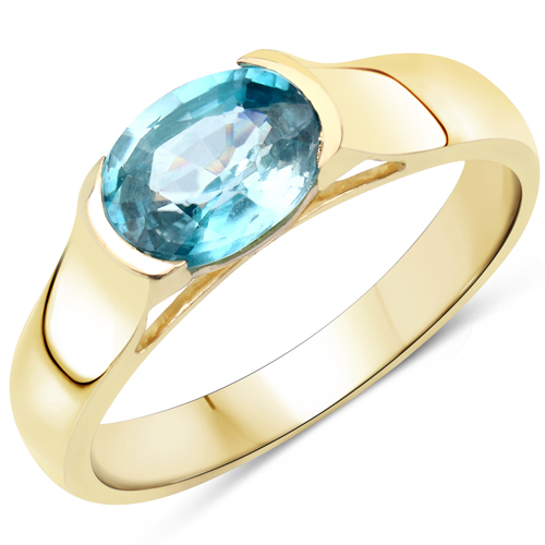 Rings-2.00 Carat Genuine Blue Zircon .925 Sterling Silver Ring