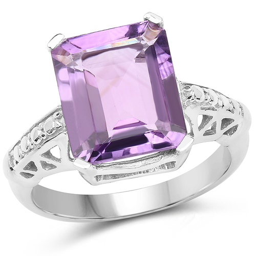 Amethyst-14K Yellow Gold Plated 5.93 Carat Genuine Amethyst & White Topaz .925 Sterling Silver Ring