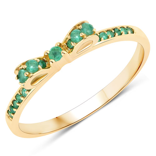 Emerald-0.27 Carat Genuine Zambian Emerald 14K Yellow Gold Ring