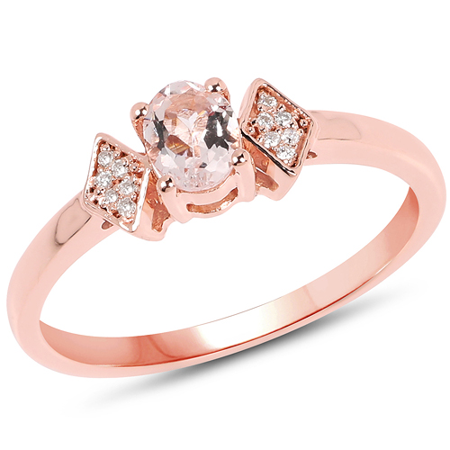 Rings-0.29 Carat Genuine Morganite and White Diamond 14K Rose Gold Ring