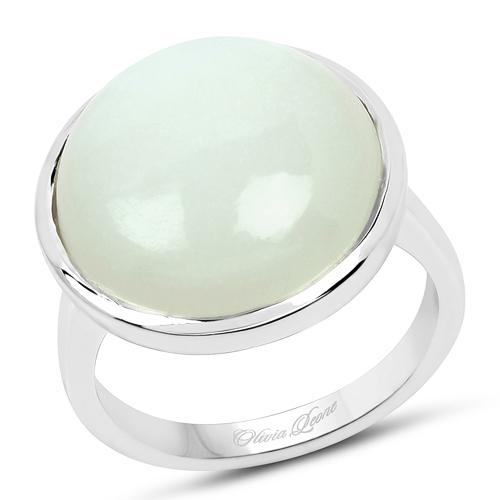 Rings-10.62 Carat Genuine White Moonstone .925 Sterling Silver Ring