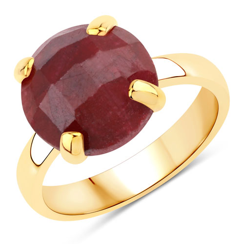 Ruby-6.60 Carat Dyed Ruby .925 Sterling Silver Ring