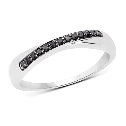 Diamond-0.09 Carat Genuine Black Diamond .925 Sterling Silver Ring