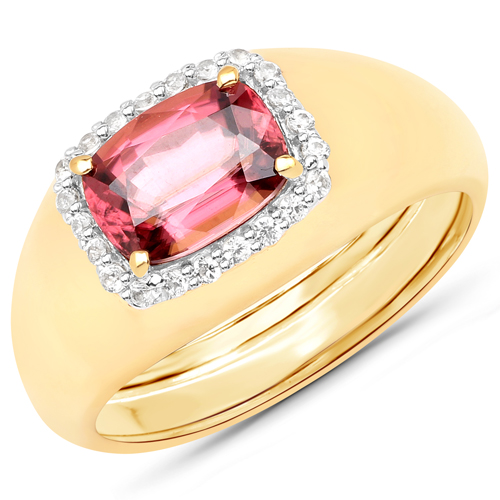 Rings-2.60 Carat Genuine Pink Zircon and White Zircon .925 Sterling Silver Ring