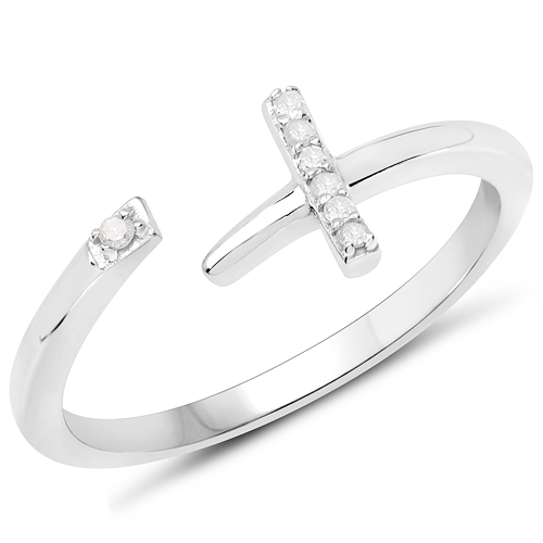 Diamond-0.04 Carat Genuine White Diamond .925 Sterling Silver Ring