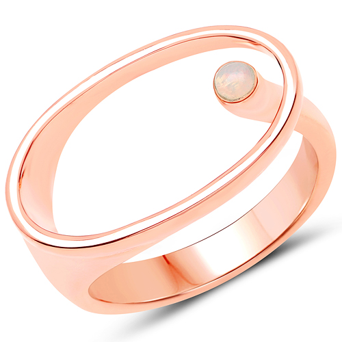 Opal-18K Rose Gold Plated 0.04 Carat Genuine Ethiopian Opal .925 Sterling Silver Ring