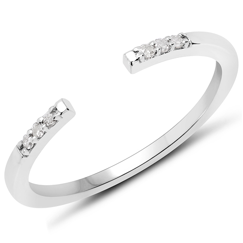 Diamond-0.05 Carat Genuine White Diamond .925 Sterling Silver Ring