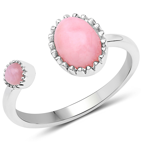 Rings-1.22 Carat Genuine Pink Opal .925 Sterling Silver Ring