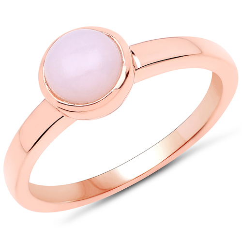 Rings-18K Rose Gold Plated 0.88 Carat Genuine Pink Opal .925 Sterling Silver Ring