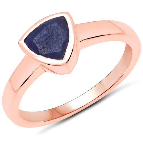 Rings-18K Rose Gold Plated 0.69 Carat Genuine Blue Aventurine .925 Sterling Silver Ring