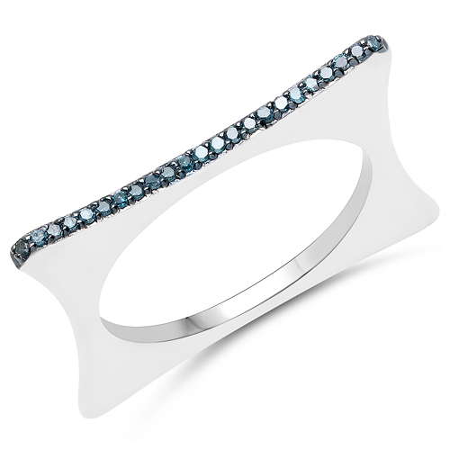 Diamond-0.10 Carat Genuine Blue Diamond .925 Sterling Silver Ring