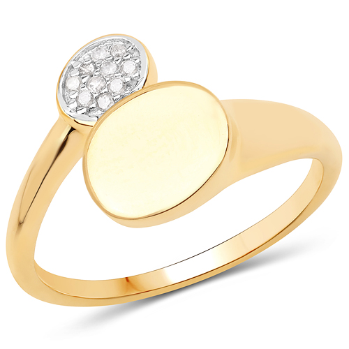 Diamond-18K Yellow Gold Plated 0.05 Carat Genuine White Diamond .925 Sterling Silver Ring