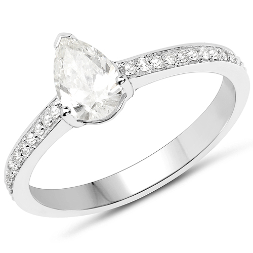 Diamond-14K White Gold 0.69 Carat Genuine White Diamond Ring