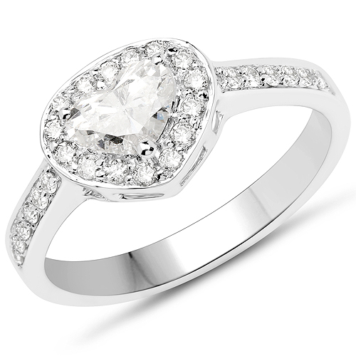 Diamond-14K White Gold 0.77 Carat Genuine White Diamond Ring