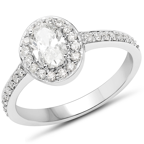 Diamond-14K White Gold 0.95 Carat Genuine White Diamond Ring