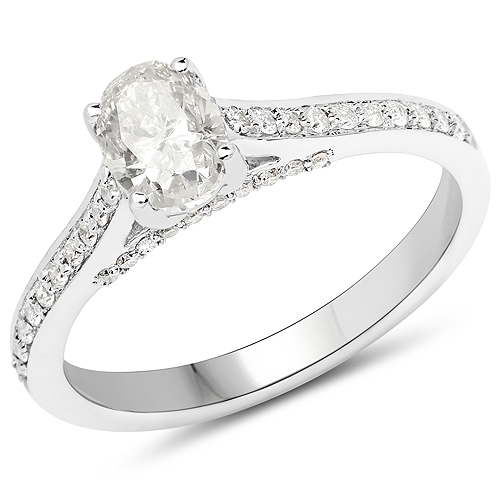 Diamond-14K White Gold 0.86 Carat Genuine White Diamond Ring